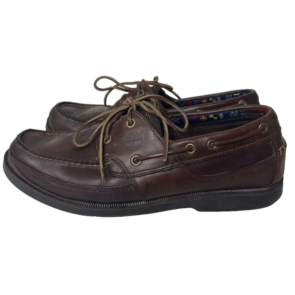 Timberland Leather Boat Shoes Mens 10.5 M Brown Preppy Classic